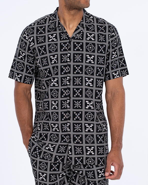 2t Etienne Tall Short Sleeve Revere Shirt (black/white)