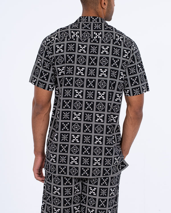 2t Etienne Tall Short Sleeve Revere Shirt (black/white)