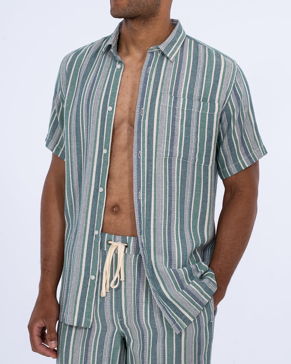2t Greg Tall Short Sleeve Striped Shirt (green)