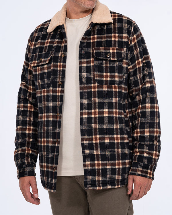 2t Cooper Tall Sherpa Lined Shacket (blue check)