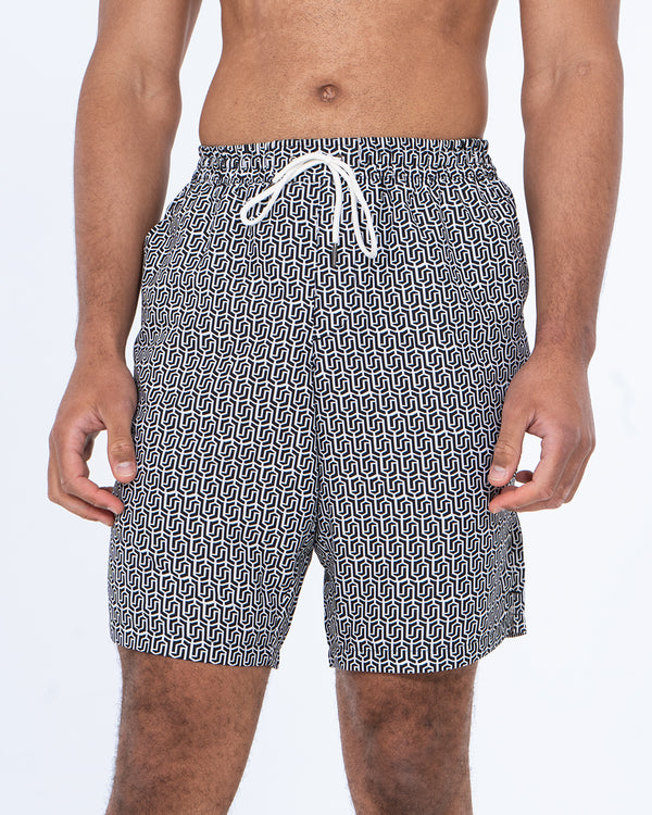 2t Aray Tall Geometric Swim Shorts (black/white)