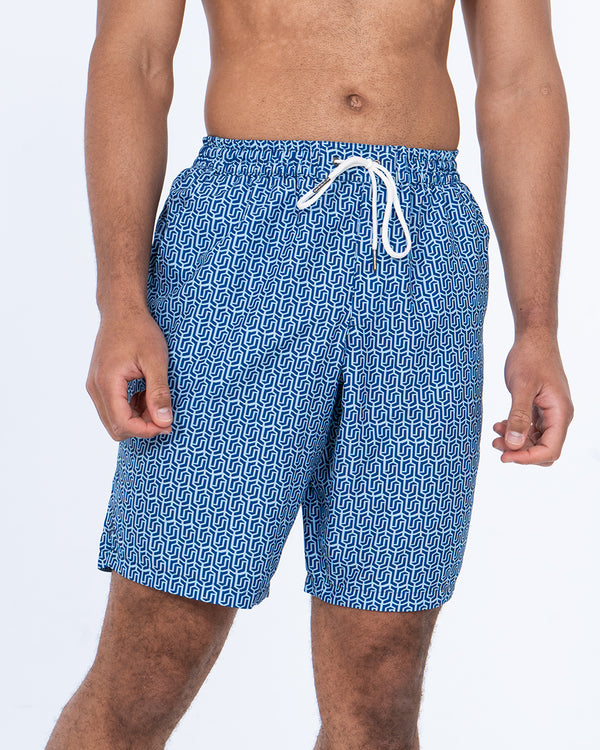 2t Aray Tall Geometric Swim Shorts (blue)