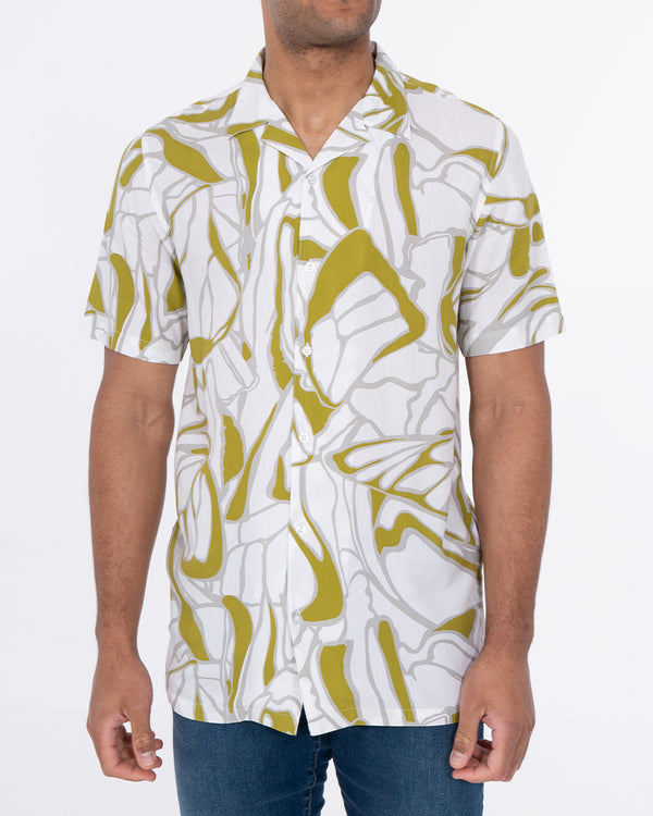 2t Tall Short Sleeve Revere Shirt (white/green)