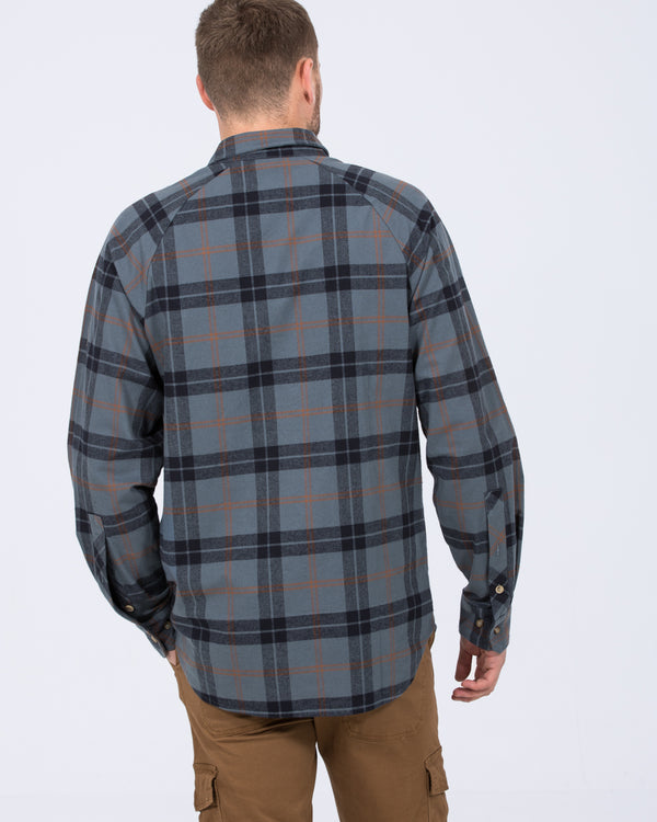 2t Bradley Tall Relaxed Fit Raglan Checked Shirt (blue)