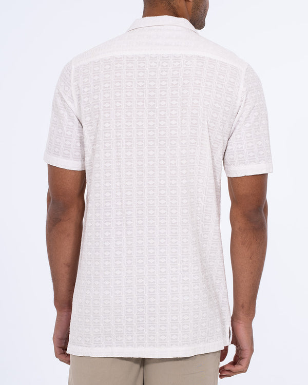 2t Blake Tall Short Sleeve Embroirdered Revere Shirt (white)