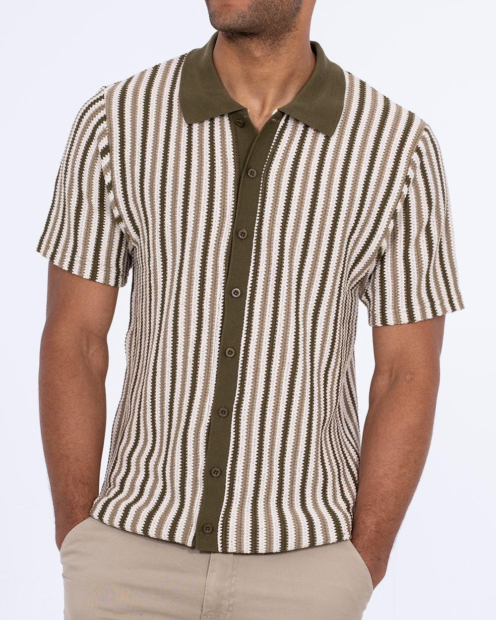 2t Bowie Tall Mens Jacquard Polo Shirt (stone) | Tall Mens