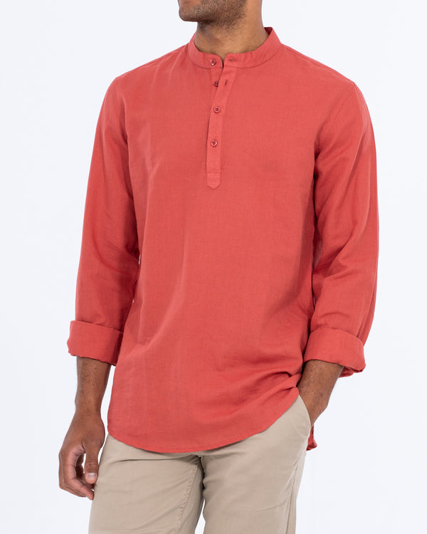 2t Cruz Tall Half Placket Linen Shirt (coral)