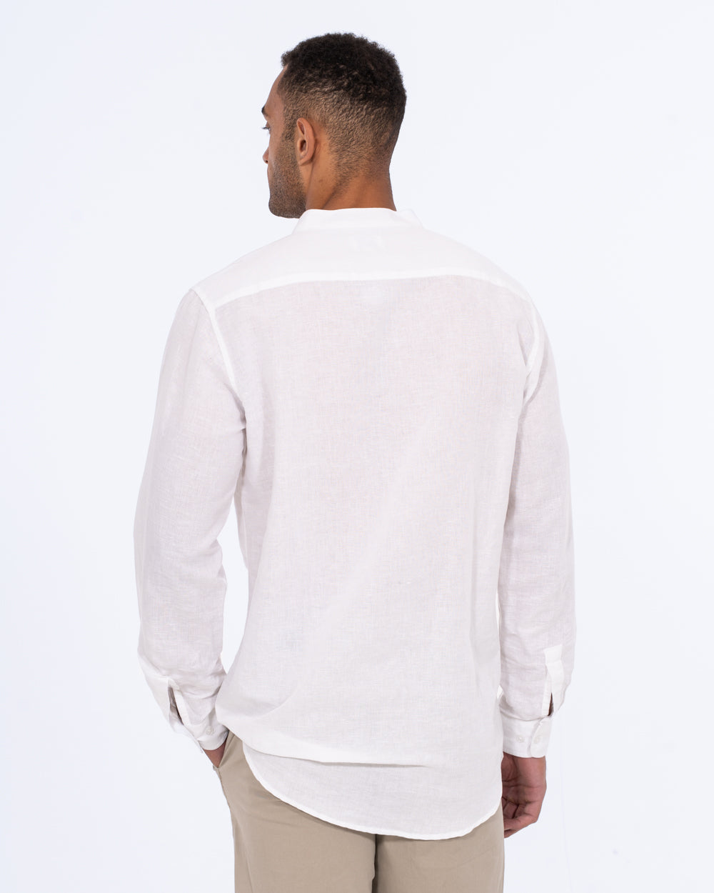 2t Cruz Tall Mens Half Placket Linen Shirt (white) | Tall