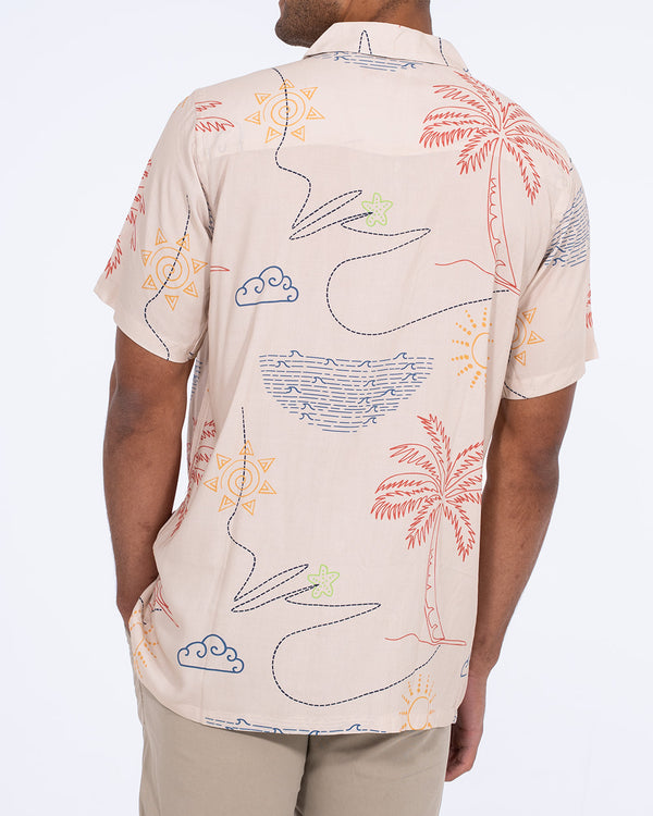 2t Rhodes Tall Short Sleeve Printed Shirt (cream)