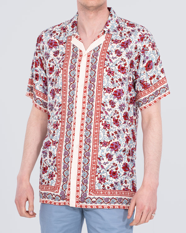 2t Musa Tall Short Sleeve Printed Revere Shirt (red)