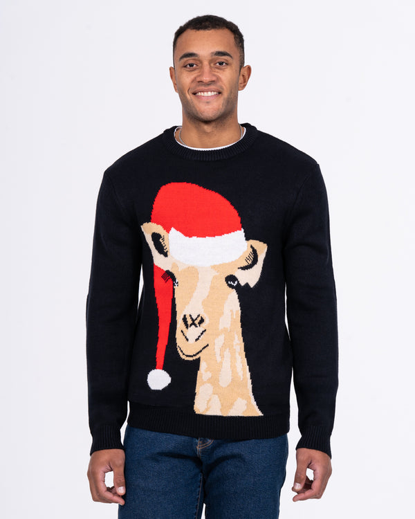 2t Tall Giraffe Crew Neck Christmas Jumper (navy)