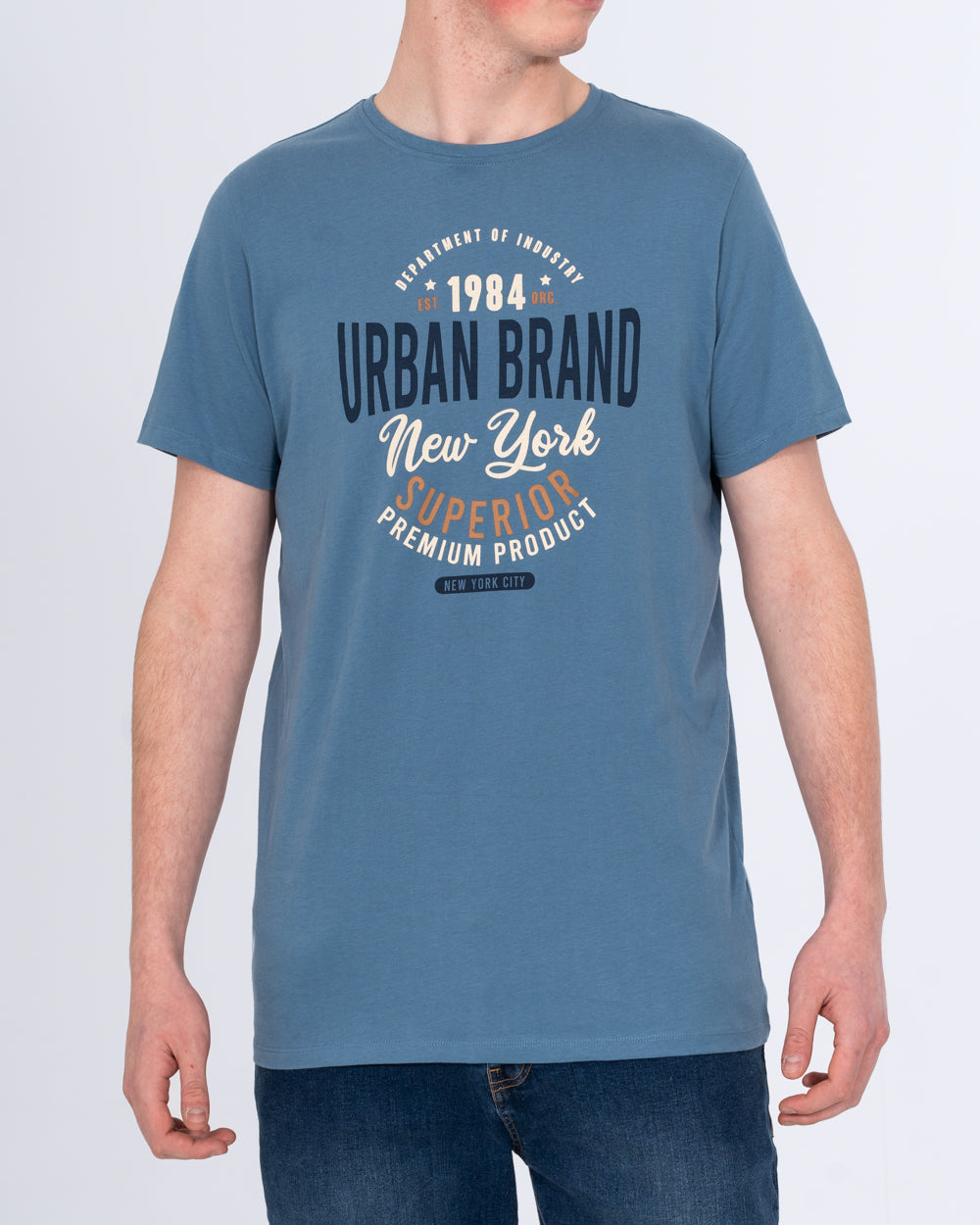 2t Tall Mens Extra Long Printed T-Shirt (blue) | Tall Mens