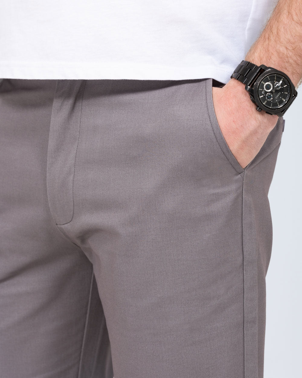 2t Alex Mens Tall Chino Shorts (mid grey) 13 15 Inch Inseam