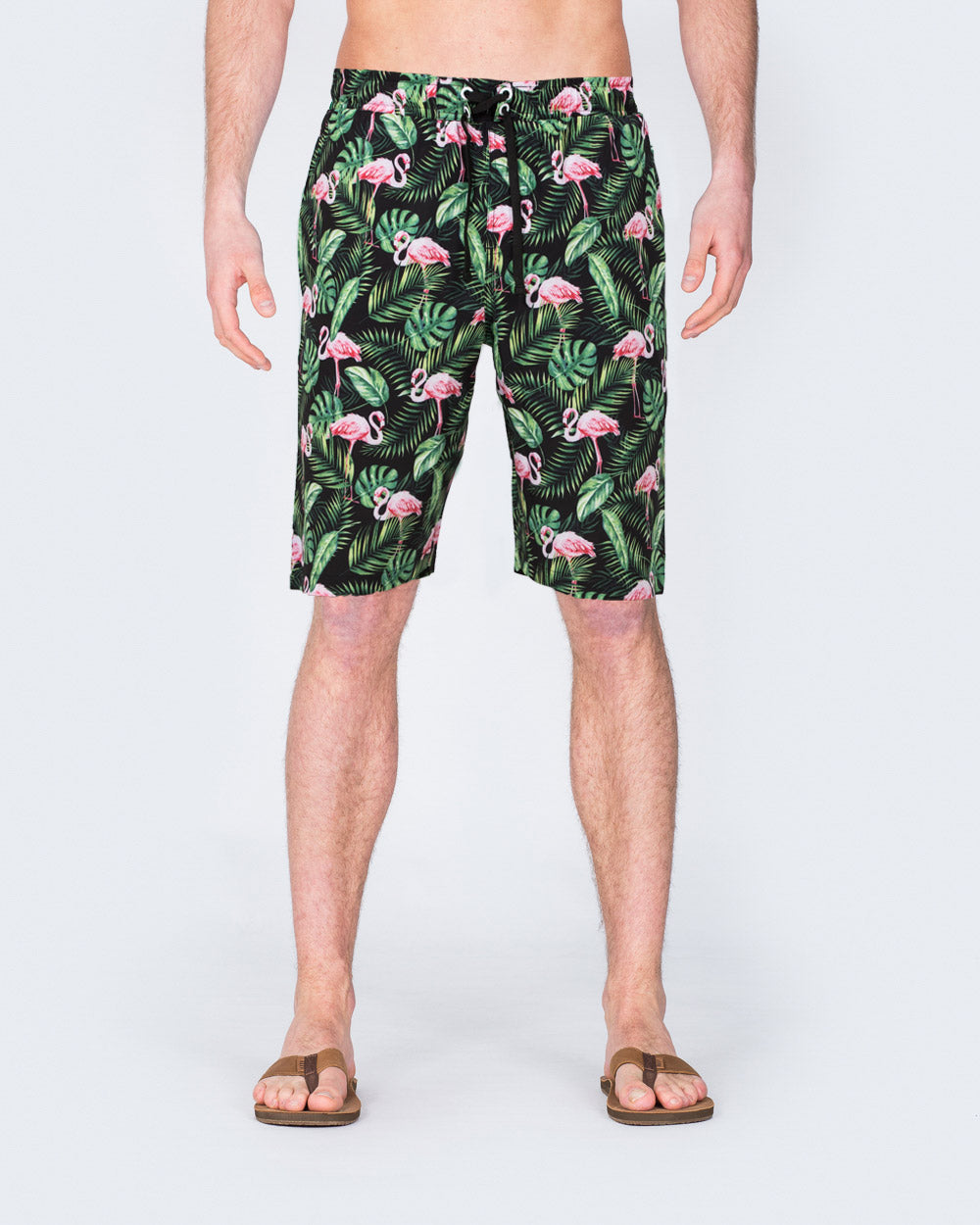 2t Tall Flamingo Print Swim Shorts (black)