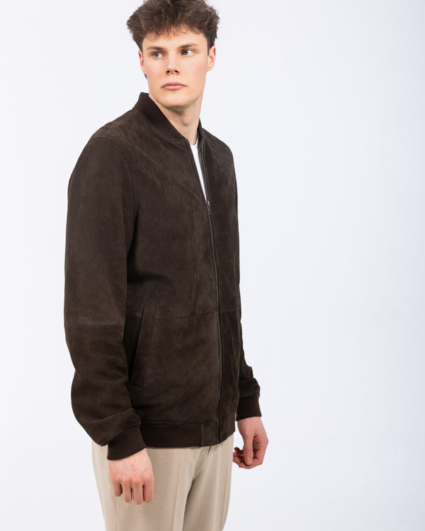 Harry Brown Tall Suede Bomber Jacket (chocolate)