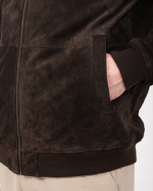 Harry Brown Tall Suede Bomber Jacket (chocolate)