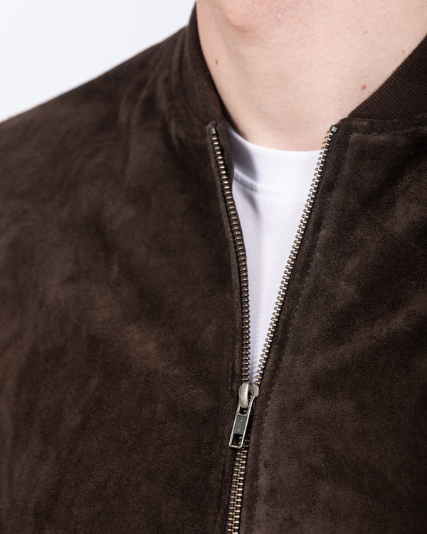 Harry Brown Tall Suede Bomber Jacket (chocolate)