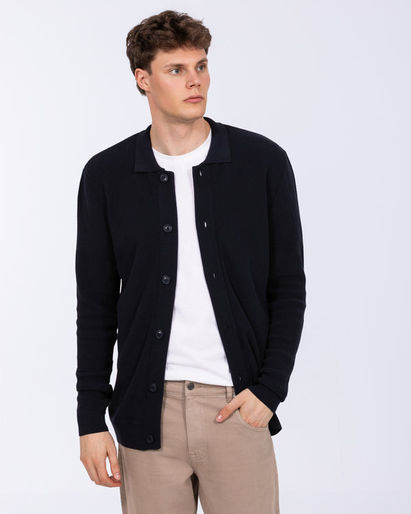 2t Clunie Tall Collar Cotton Cardigan (navy)
