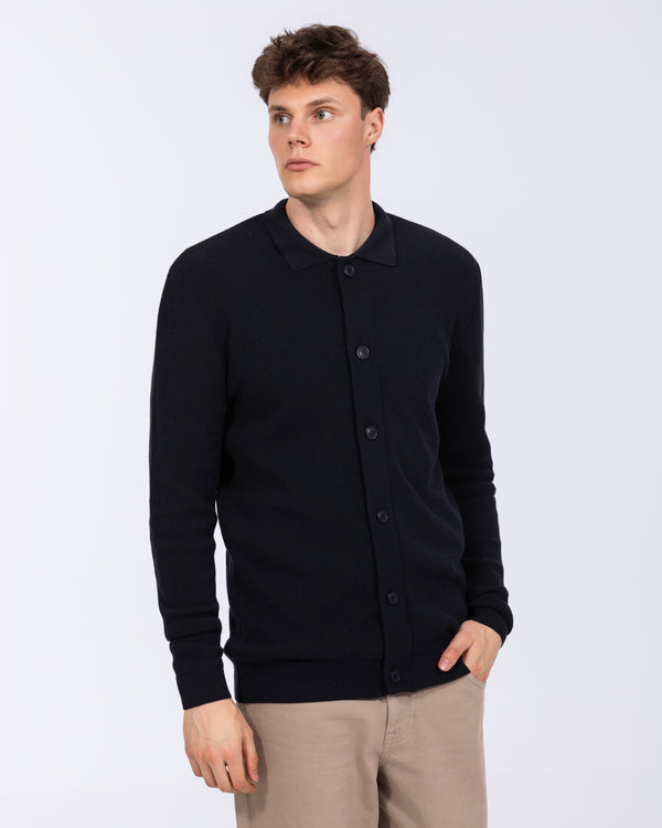 2t Clunie Tall Collar Cotton Cardigan (navy)