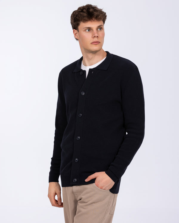 2t Clunie Tall Collar Cotton Cardigan (navy)