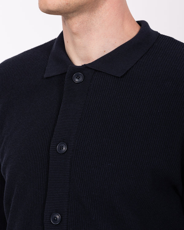 2t Clunie Tall Collar Cotton Cardigan (navy)