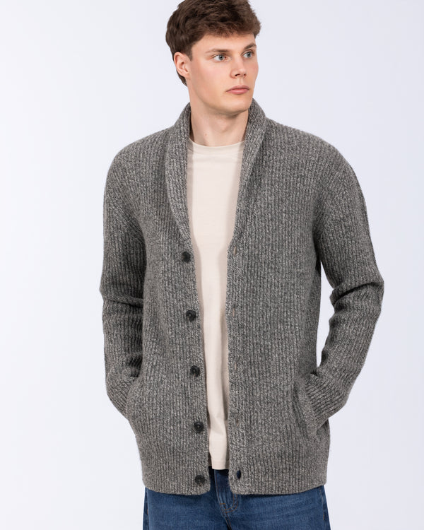 2t Tall Pure Wool Shawl Collar Cardigan (grey marl)