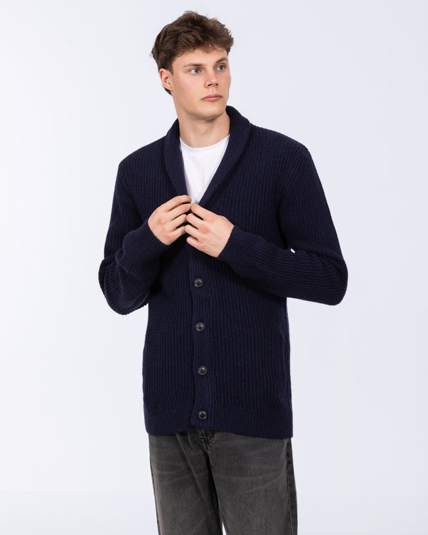 2t Tall Pure Wool Shawl Collar Cardigan (navy)