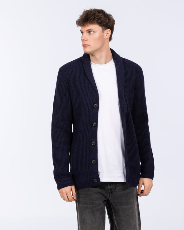 2t Tall Pure Wool Shawl Collar Cardigan (navy)