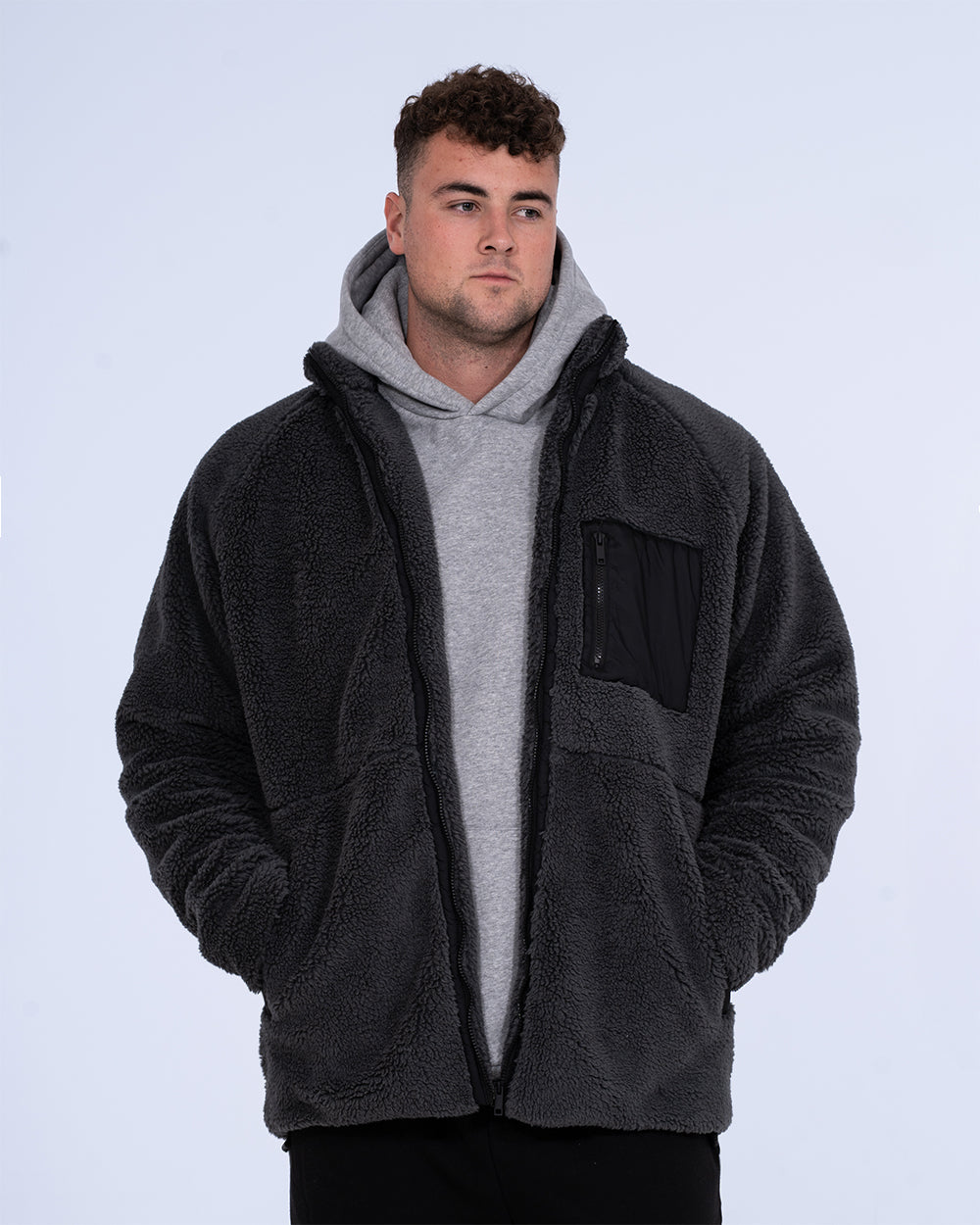 2t Eric Zip Up Tall Mens Extra Long Fleece Jacket (charcoal