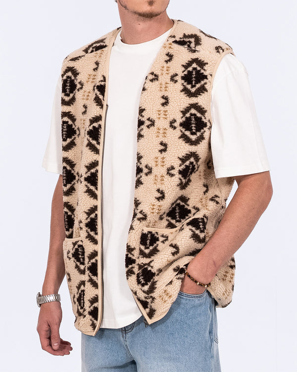 2t Rubislaw Tall Fleece Gilet (cream pattern)