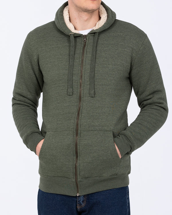 2t Zip Up Tall Sherpa Hoodie (khaki marl)