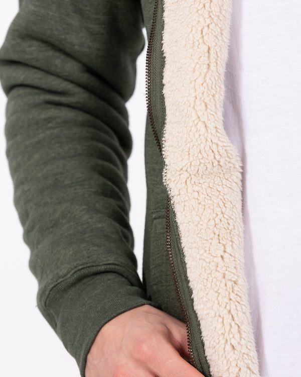 2t Zip Up Tall Sherpa Hoodie (khaki marl)
