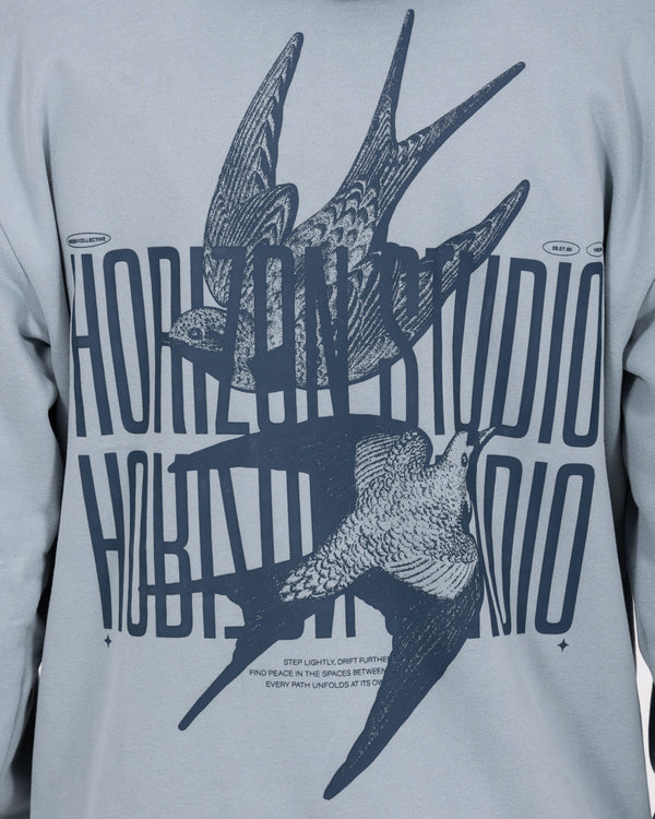 2t Blaine Tall Heavyweight Oversized Hoodie (printed titanium blue)