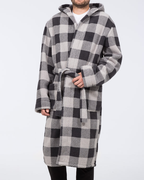 2t Tall Mens Checked Hooded Dressing Gown (charcoal) | Tall Mens Clothing | 2tall.com 2t Tall Mens Checked Hooded Dressing Gown (charcoal) | Tall Mens Clothing | 2tall.com