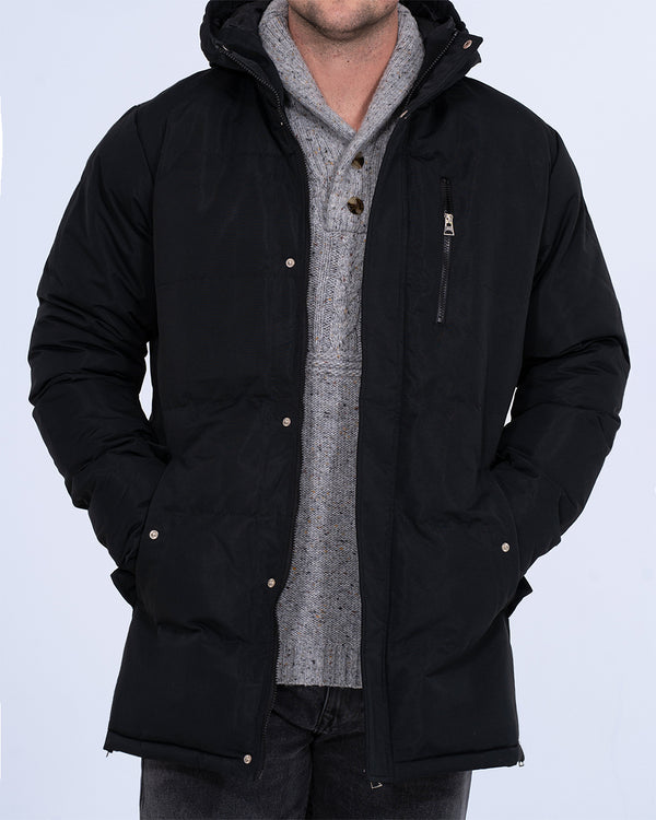 2t Jamie Tall Mens Extra Long Longline Puffer Jacket (black) Tall