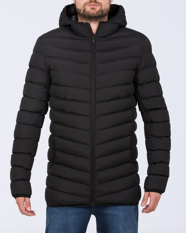 Mens Long Black Puffer Jacket Regular Fit Long Puffer Jacket Black