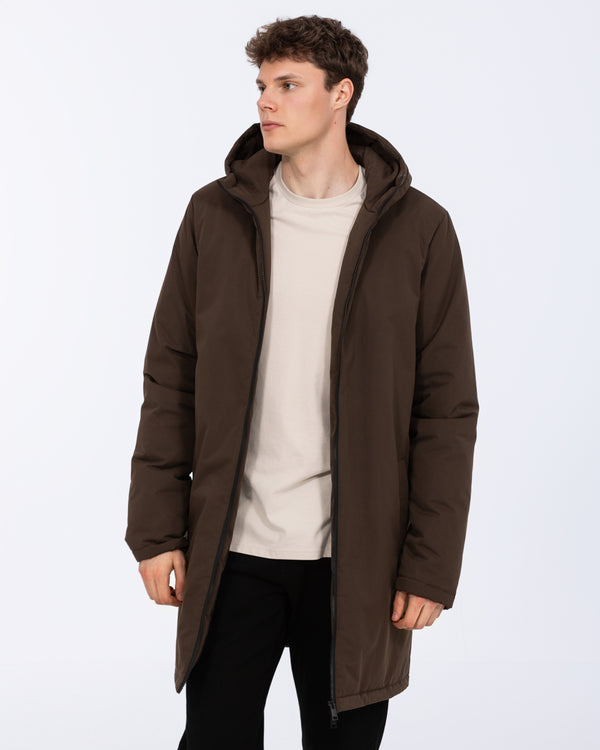 2t Nikki Padded Tall Longline Mac (brown)