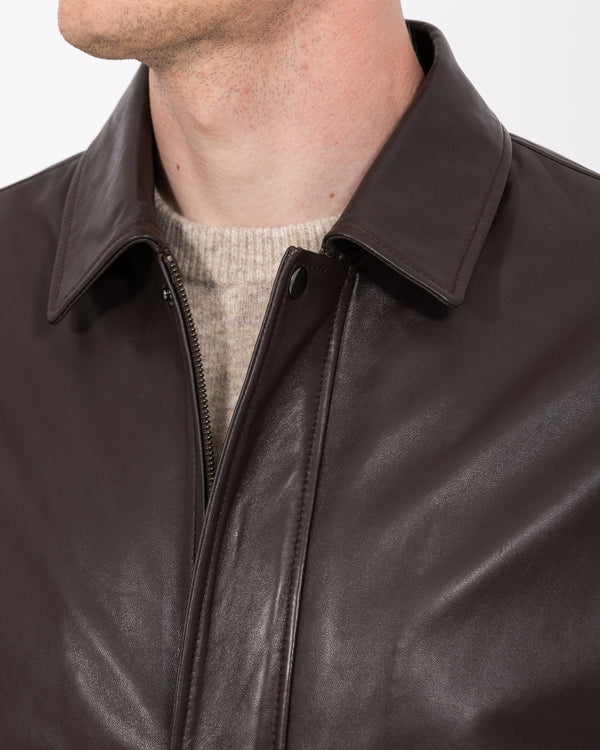 Harry Brown Tall Leather Harrington Jacket (chocolate)