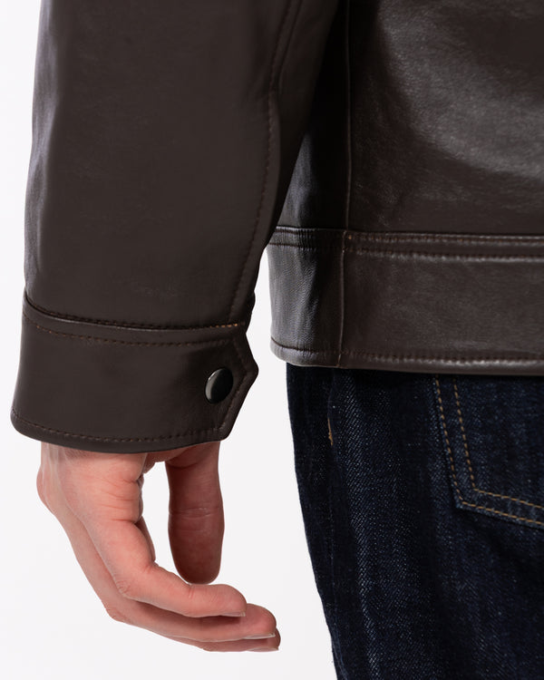 Harry Brown Tall Leather Harrington Jacket (chocolate)