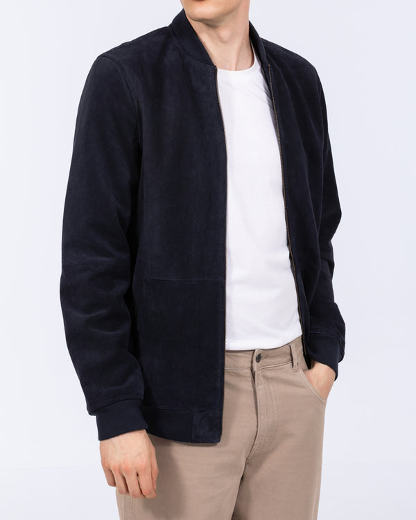 Harry Brown Tall Suede Bomber Jacket (navy)