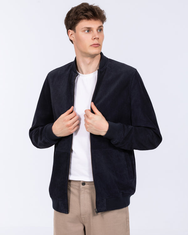 Harry Brown Tall Suede Bomber Jacket (navy)
