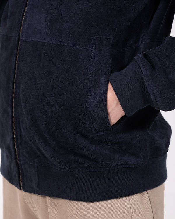 Harry Brown Tall Suede Bomber Jacket (navy)