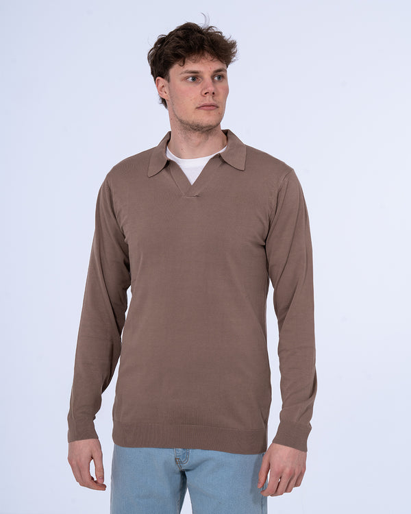 2t Penn Tall Open Collar Jumper (taupe)