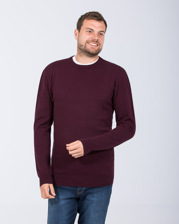 2t Austin Tall Cotton Crew Neck Jumper (burgundy)