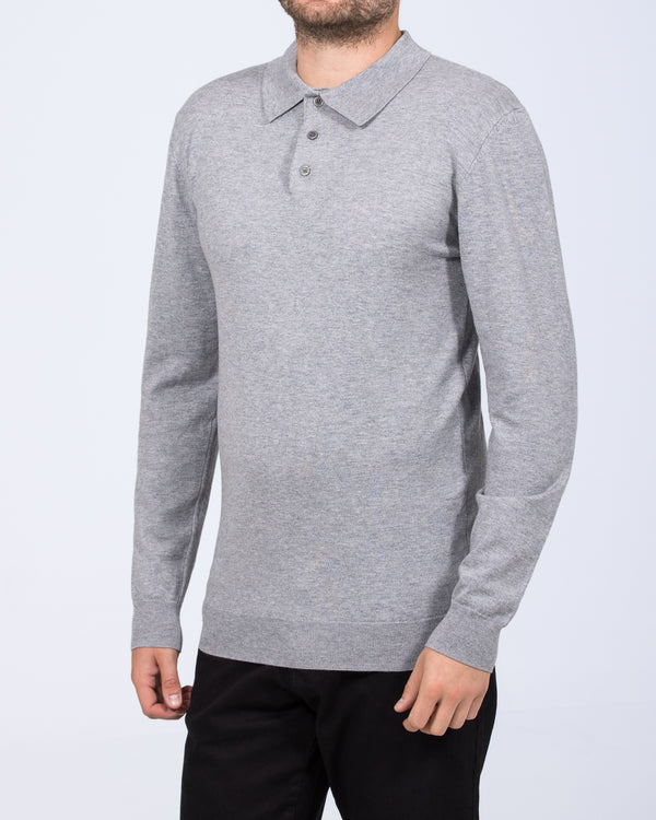 2t Luke Tall Mens Merino Blend Polo Neck Jumper (grey) Tall Mens