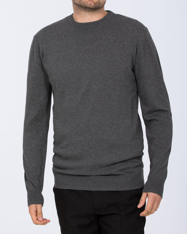 2t Austin Tall Cotton Crew Neck Jumper (charcoal)