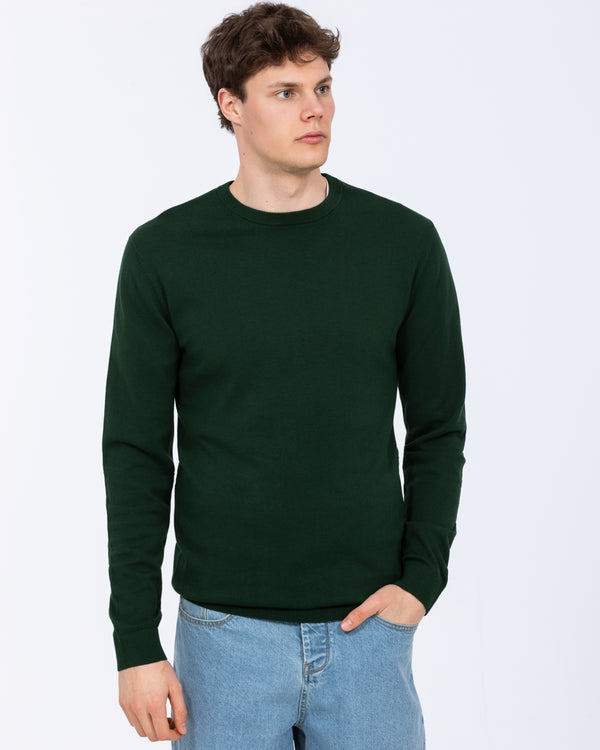 2t Austin Tall Cotton Crew Neck Jumper (bottle green)