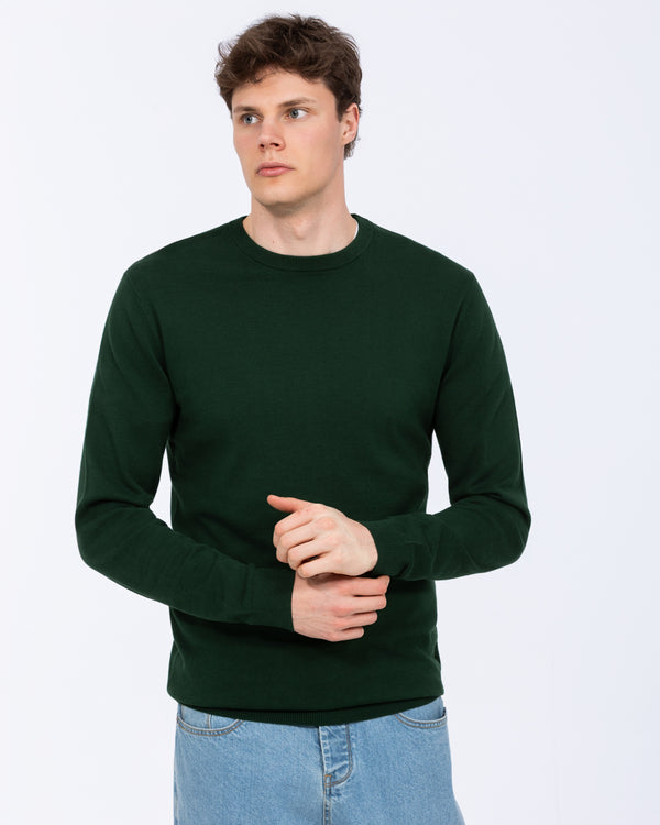 2t Austin Tall Cotton Crew Neck Jumper (bottle green)