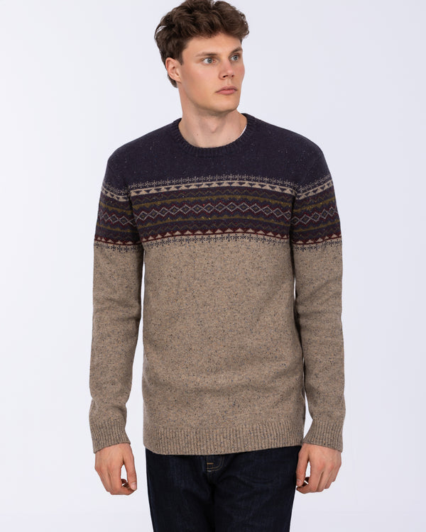 2t Tall Lambswool Blend Fairisle Jumper (navy/grey)