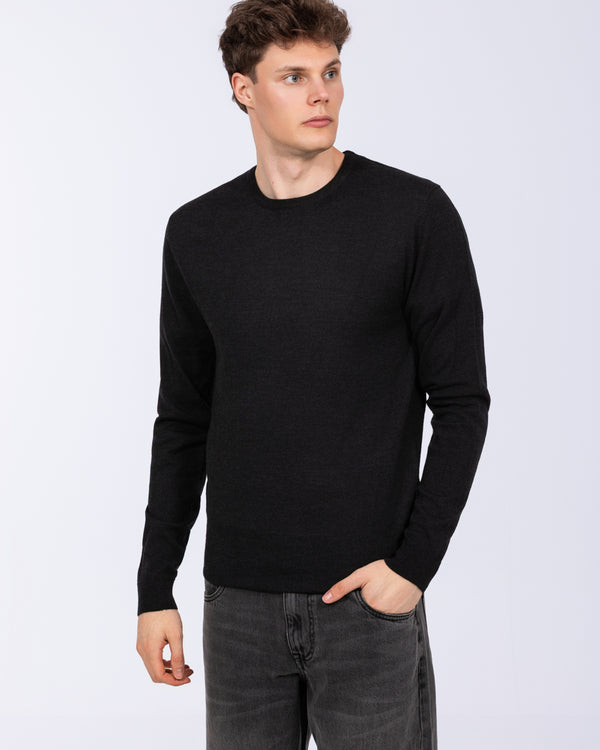 2t Tall Merino Blend Crew Neck Jumper (black)